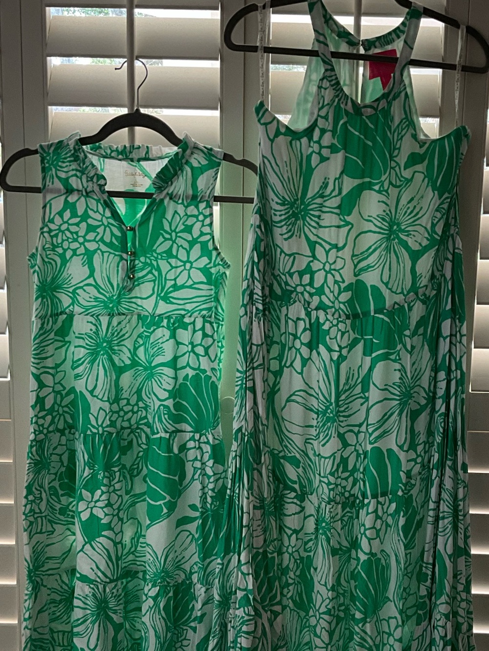 LILLY PULITZER Green and White Floral Tiered Maxi Dress- MED - Picture 4 of 7